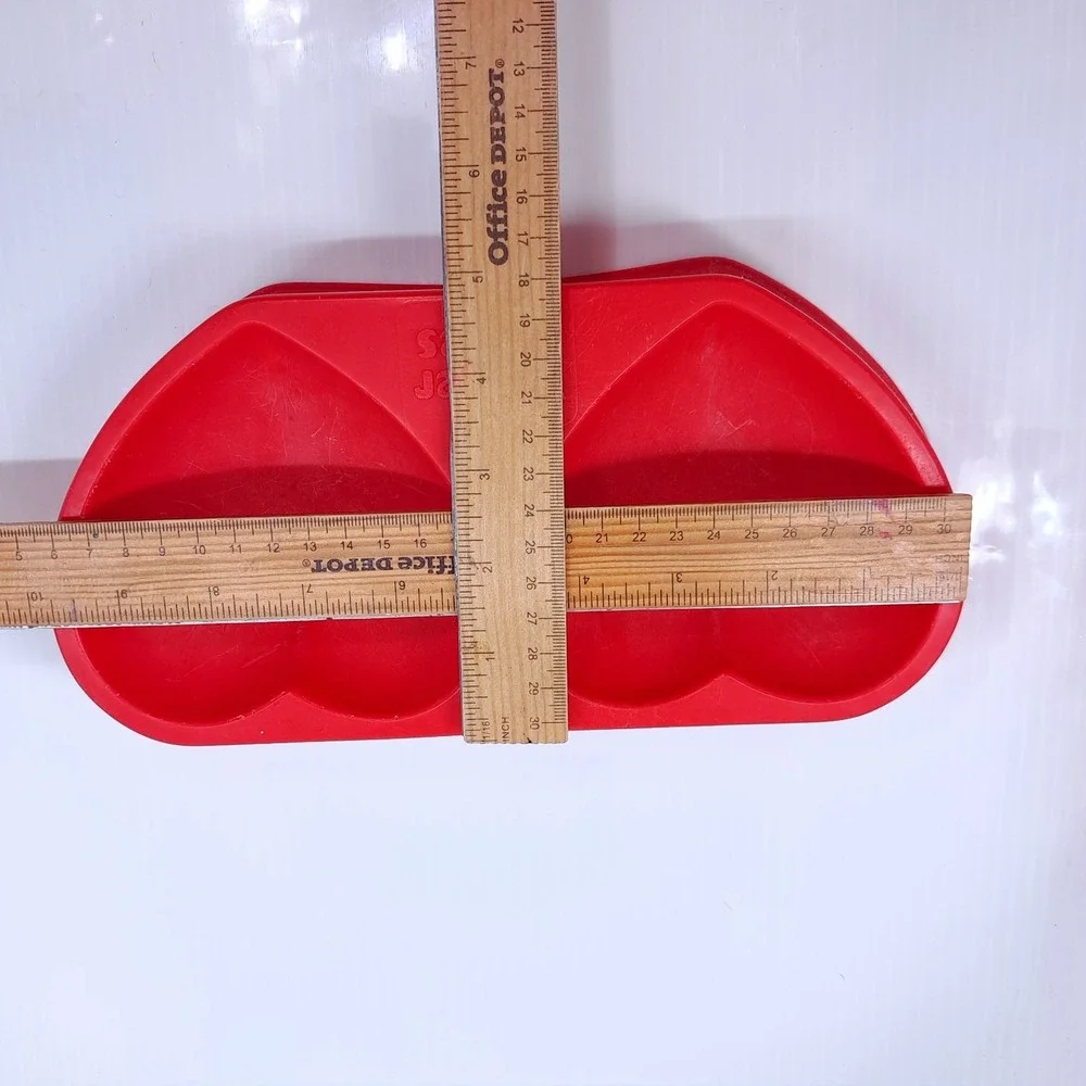 Vintage Tender Vittles Cat Food Double Heart Food Bowl Red Plastic Purina 1970s